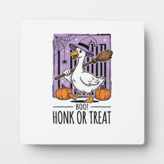 Plaque Photo Oie de sorcière de Halloween Honk ou Treat