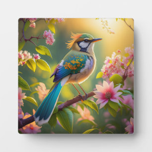 Plaque Photo Oiseau fantastique à tête verte et ailes de sarcel