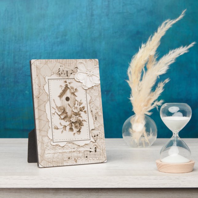 Plaque Photo Oiseaux Et Maison Shabby Chic (Côté)