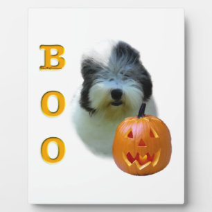 Plaque Photo Old English Sheepdog Halloween Boo