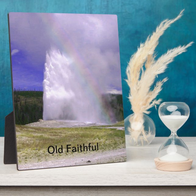 Plaque Photo Old Faithful in Yellowstone National Park (Côté)