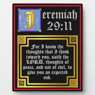 Plaque Photo Old Testament Jeremiah 29:11 Biblical Quote