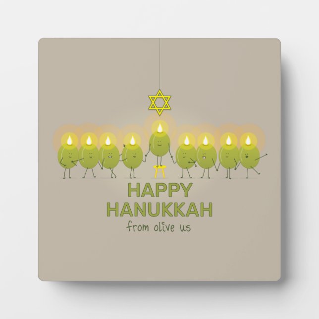 Plaque Photo Olive Hanoukka Menorah (Devant)