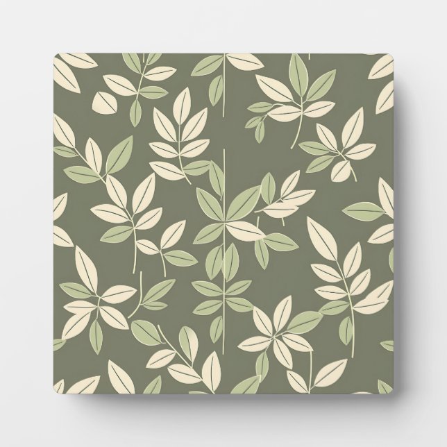 Plaque Photo Olive Sage Botanical Leaves Pattern  (Devant)