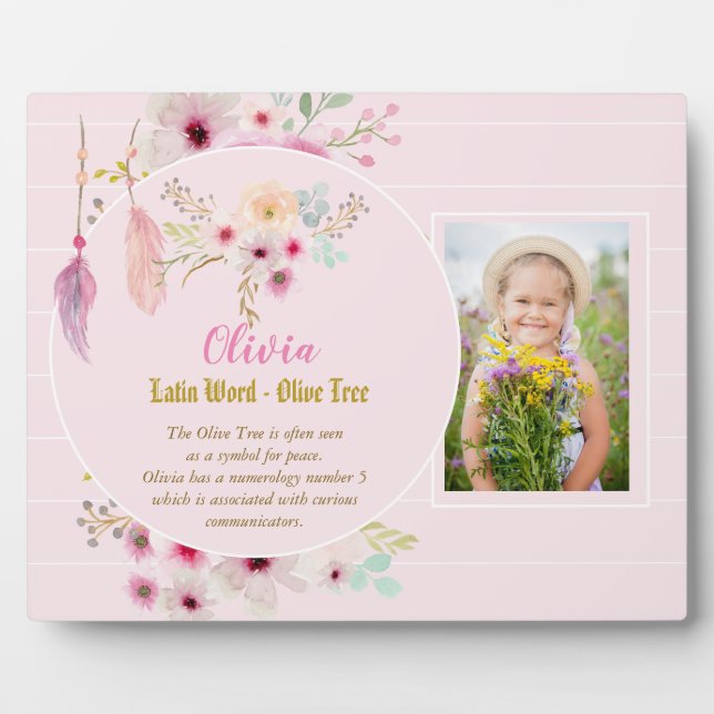 Plaque Photo OLIVIA - Filles Nom Signification Cadeau - Sirène  (Devant)