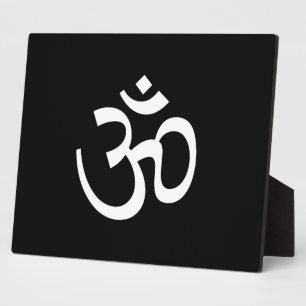 Plaque Photo Om Aum contour Icône, Symbole hindouiste, noir bla