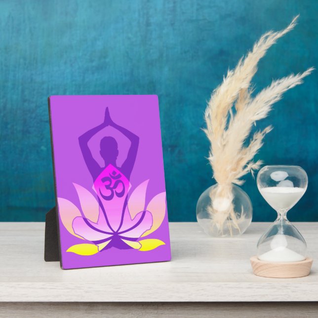 Plaque Photo OM Namaste dynamique Spirituel Lotus Fleur Yoga (Côté)