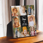 Plaque Photo Oma We Love You Hearts Modern Photo Collage<br><div class="desc">The Oma We Love You Heart Modern Photo Collage Plaque est un cadeau émouvant et personnalisé qui met en valeur votre amour pour votre grand-mère. Cette plaque magnifiquement conçue comprend un collage photo en forme de coeur, vous permettant d'ajouter vos photos de famille préférées dans un agencement moderne et élégant....</div>
