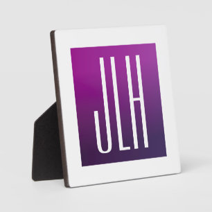 Plaque Photo Ombre violet et initiales blanches ou autre texte