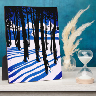 Plaque Photo Ombres de Forêt d'Hiver – Nature Minimale Bleue