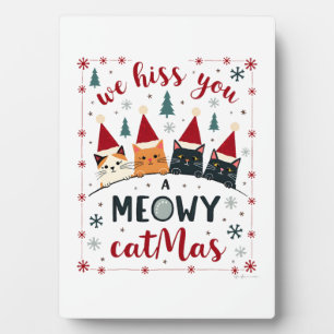 Plaque Photo On vous siffle un joyeux Catmas Drôle de chat de N