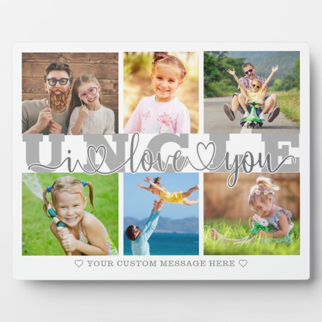 Plaque Photo ONCLE I Love You 6 Photo Collage Gris 8x10 (Devant)