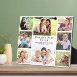 Plaque Photo Oncle Photo Collage<br><div class="desc">Donnez au meilleur oncle jamais une plaque de collage photo personnalisée de 8 photos avec 8 photos de ses nièces et neveux,  leurs noms et "Meilleur grand-père du monde" en typographie élégante.</div>