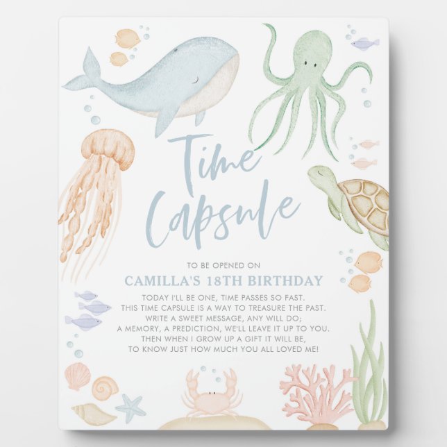 Plaque Photo Oneder Sea 1st Birthday Time Poster avec Easel (Devant)