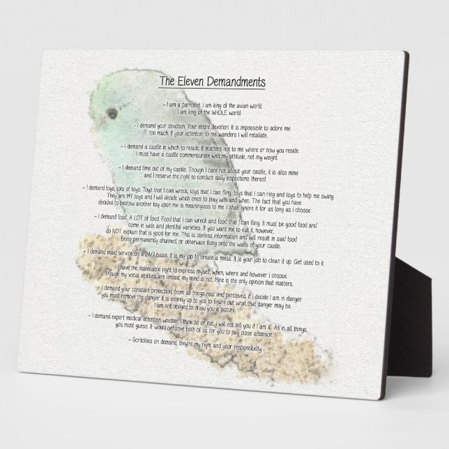 Plaque Photo Onze Demandes De Parrotlets (Côté)