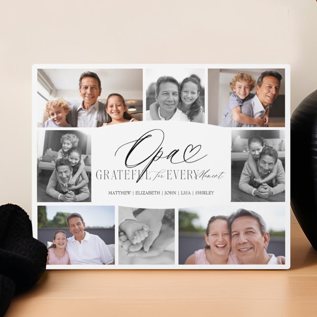 Plaque Photo Opa Grateful for Every Moment Photo Collage (Opa Grateful for Every Moment Photo Collage Plaque)