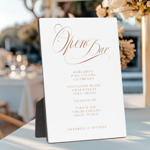 Plaque Photo Open Bar ! Moderne, Calligraphie, Blanc