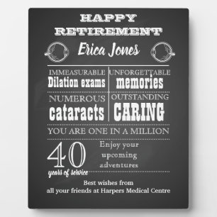 Plaque Photo Ophthalmologist retirement gift for boss