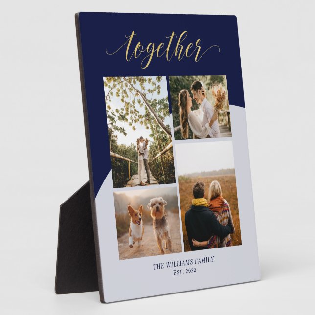 Plaque Photo Or | Ensemble Cadeau de Famille Photo Collage (Côté)