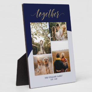 Plaque Photo Or & Navy   Ensemble Famille Cadeau Photo Collage