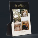 Plaque Photo Or, rose et noir | Collage de photos de famille<br><div class="desc">Prenez vos moments spéciaux avec cette plaque photo moderne. Cette plaque de collage photo présente un script d'or élégant " ensemble " avec des blocs de couleur rose noir et poussiéreux. Personnalisez les photos et le texte. Un cadeau personnalisé unique pour un couple, une famille ou la Saint Valentin. D'autres...</div>