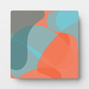 Plaque Photo Orange, bleu, moderne, tendance ondulé formes orga