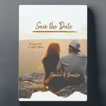 Plaque Photo orange boho enregistrer la date photo moderne coup<br><div class="desc">Conçu pour votre mariage</div>