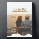 Plaque Photo orange boho save the date moderne photo couple nom<br><div class="desc">Conçu pour votre mariage</div>