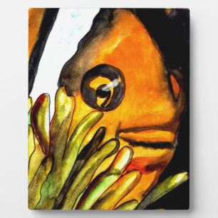 Plaque Photo Orange Clown Poisson aquarelle peinture d'art orig