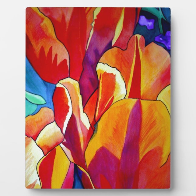 Plaque Photo Orange Tulips aquarelle art peinture de fleurs (Devant)