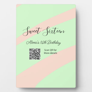 Plaque Photo Orange vert pastel QR Sweet sixteen anniversaire