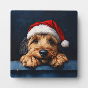 Plaque Photo Otterhound Dans Un Chapeau De Père Noël
