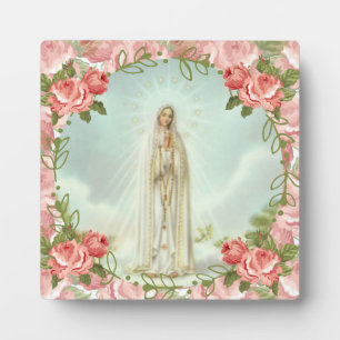 Plaque Photo Our Lady of Fatima Pink Roses