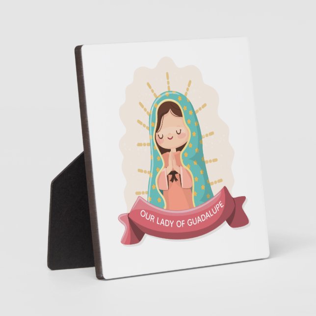 Plaque Photo Our Lady of Guadalupe with ribbon Kawaii Style (Recto)