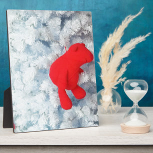 Plaque Photo Ours en peluche rouge dans l'arbre de Noël