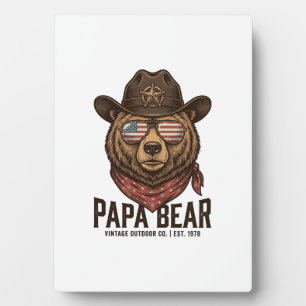 Plaque Photo Ours Papa Ours Cowboy Patriotique Vintage Vector D
