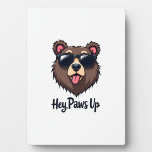 Plaque Photo Ours Vintage Hey Paws Up avec Lunettes de Soleil C