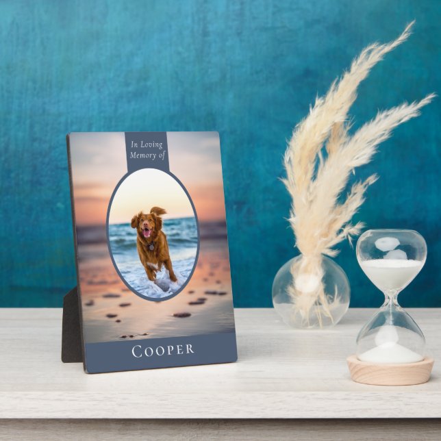 Plaque Photo Oval Photo Beach Dog Memorial Keepsaké (Côté)