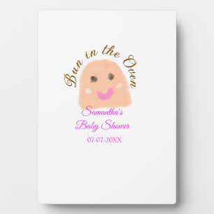 Plaque Photo Pain dans le four beige boulette baby shower rose