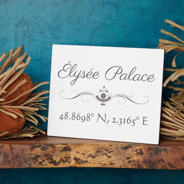 Plaque Photo Palais de l'Élysée Latitude Longitude (Côté)