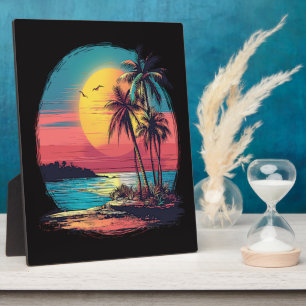 Plaque Photo Palmiers et plage