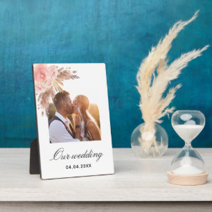 Plaque Photo Pampas herbe rose pâle mariage