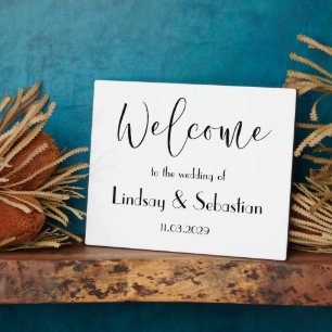 Plaque Photo Panneau de bienvenue de mariage sur présentoir ave