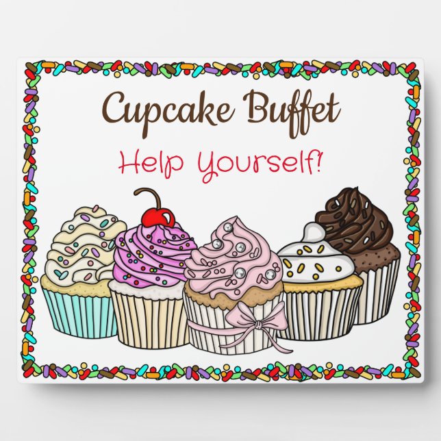 Plaque Photo Panneau de buffet Cupcake|Mariage ou Baby Shower (Devant)
