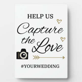 Plaque Photo Panneau de hashtag de mariage personnalisé avec ch