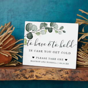 Plaque Photo Panneau de mariage Eucalyptus Gold To Have and To