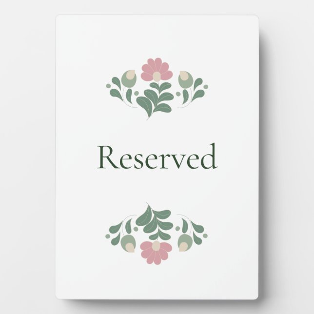 Plaque Photo Panneau de mariage réservé floral (Devant)