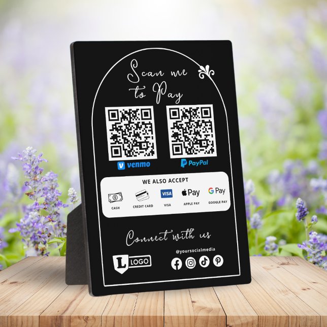 Plaque Photo Panneau d'entreprise « Scanner pour payer » avec c (Scan to pay sign with qr code)