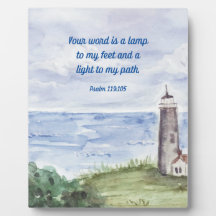 Panneau Psaume 119 Bible Verse Coastal Lighthouse