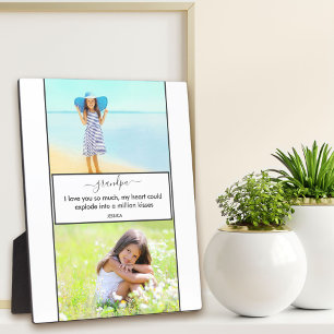 Plaque Photo Pap Grand Je T'Aime - 2 Photo Blanc et Gris